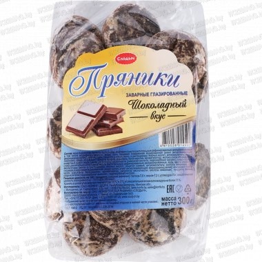 Пряники Слодыч "Заварные глаз. шоколадный вкус" 300 г